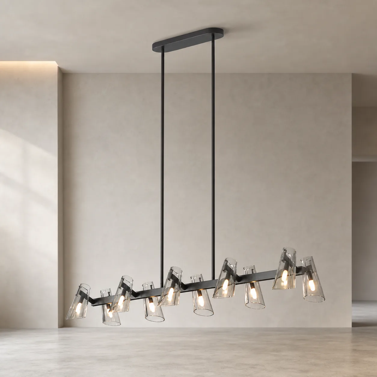 Smoked Glass Linear Pendant Light image 4