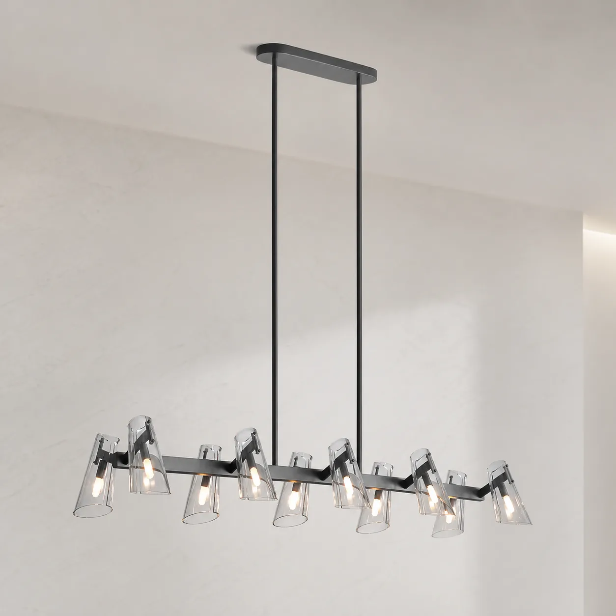 Smoked Glass Linear Pendant Light image 6
