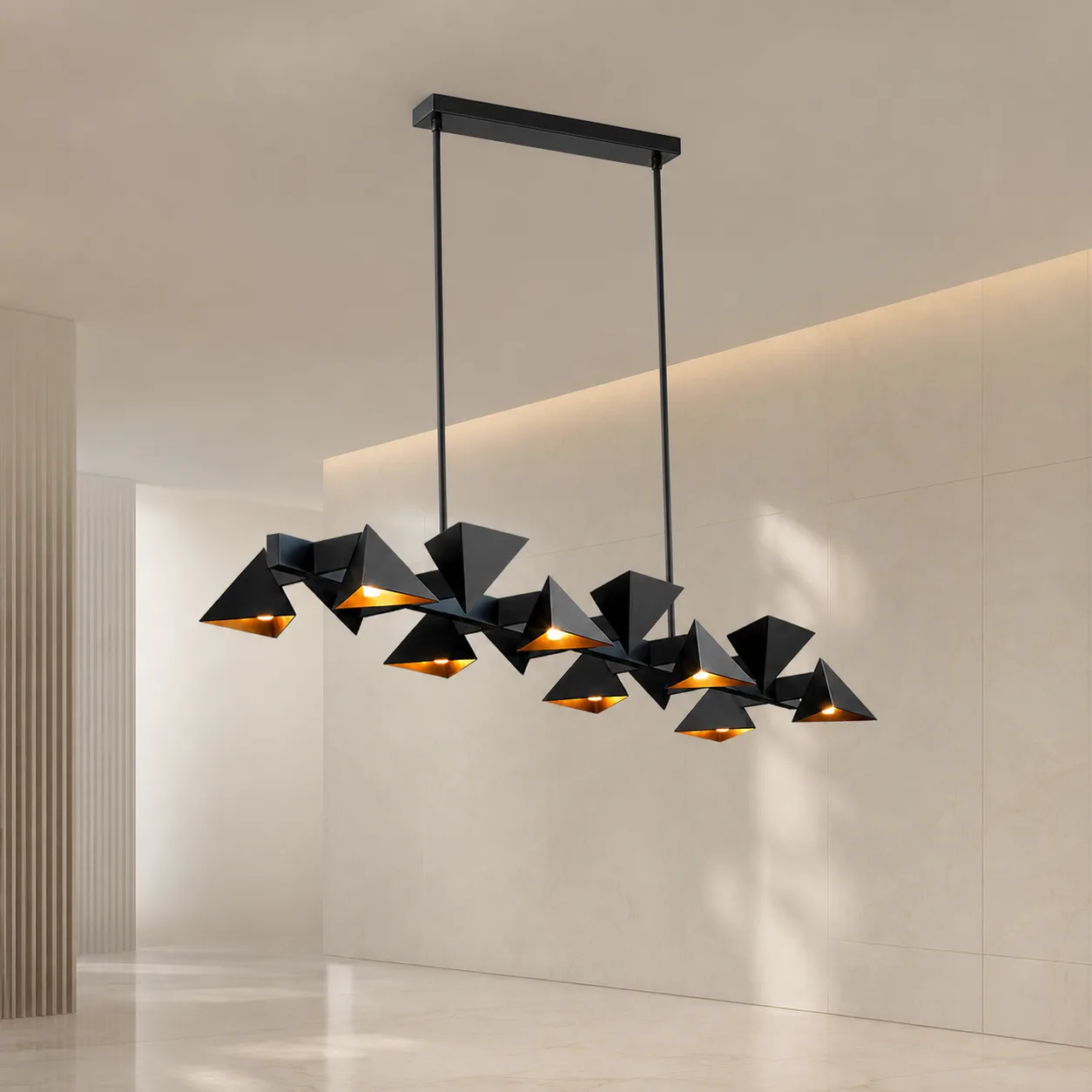 Faceted Black Metal Linear Chandelier image 3