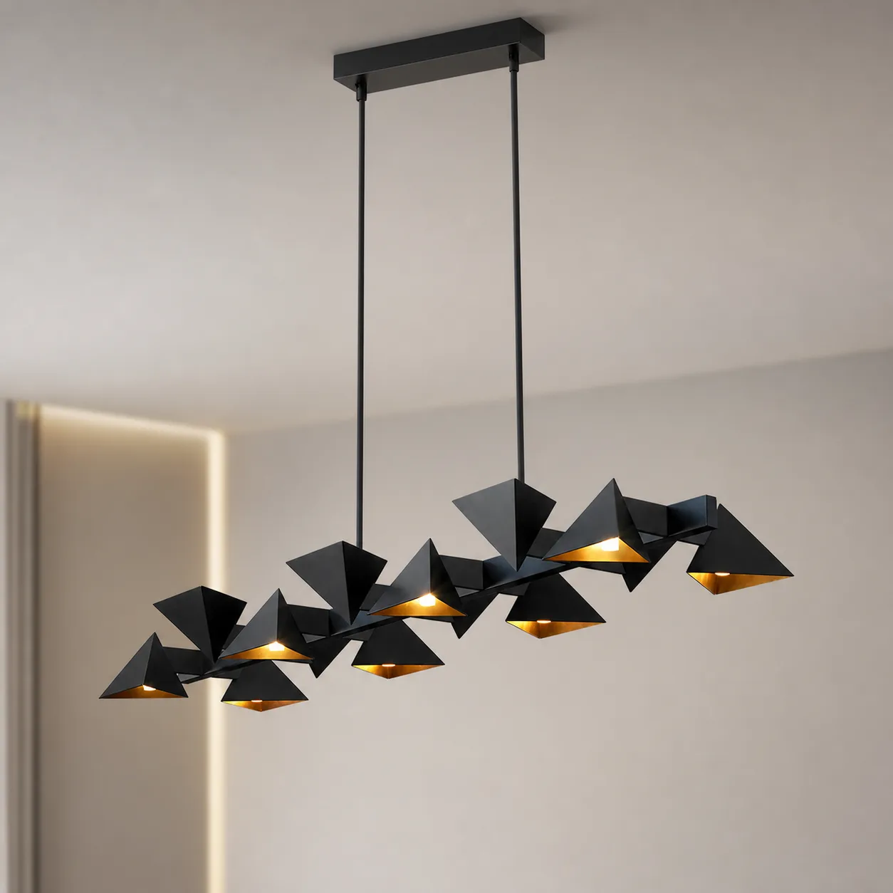 Faceted Black Metal Linear Chandelier image 2