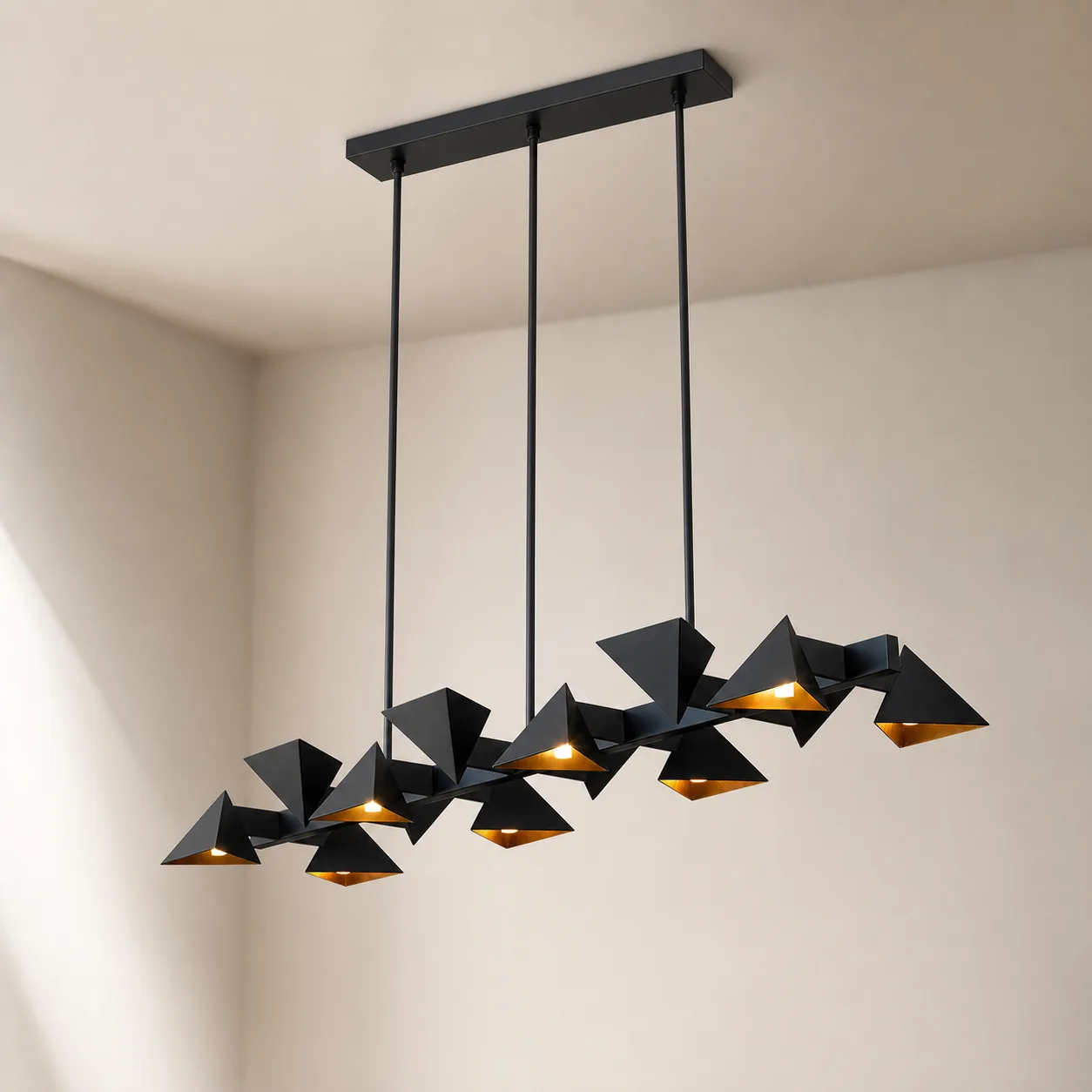 Faceted Black Metal Linear Chandelier image 4