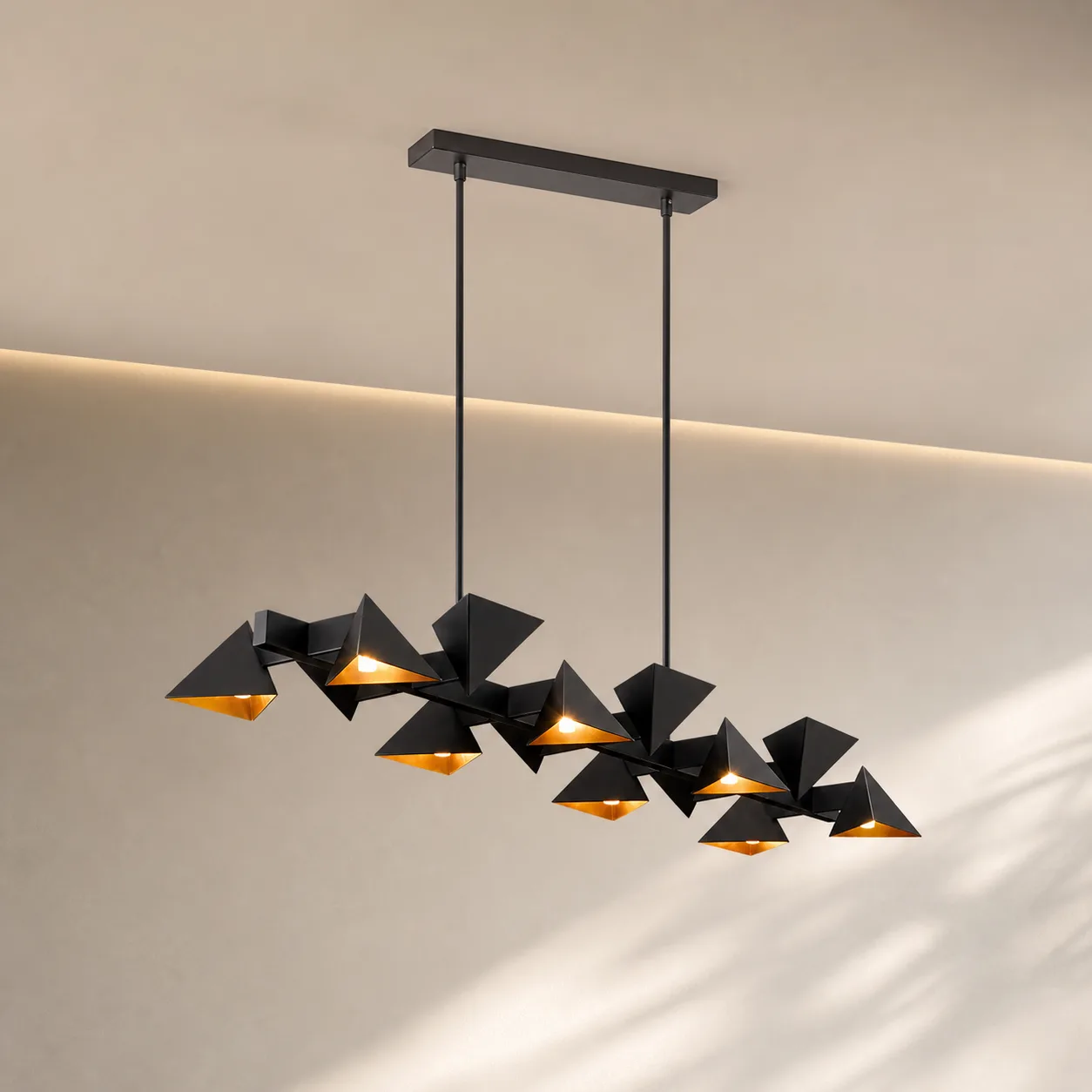 Faceted Black Metal Linear Chandelier image 6
