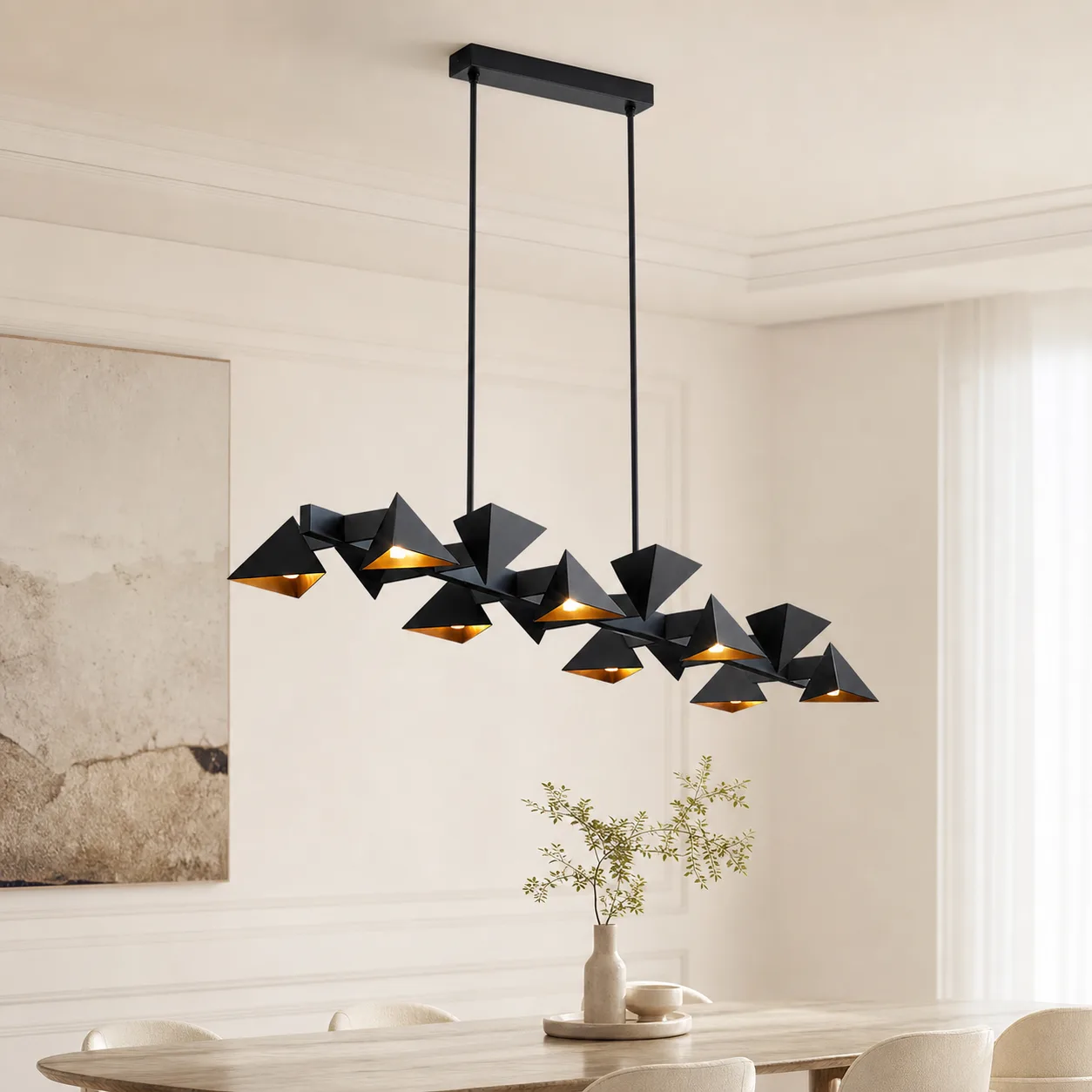 Faceted Black Metal Linear Chandelier image 5