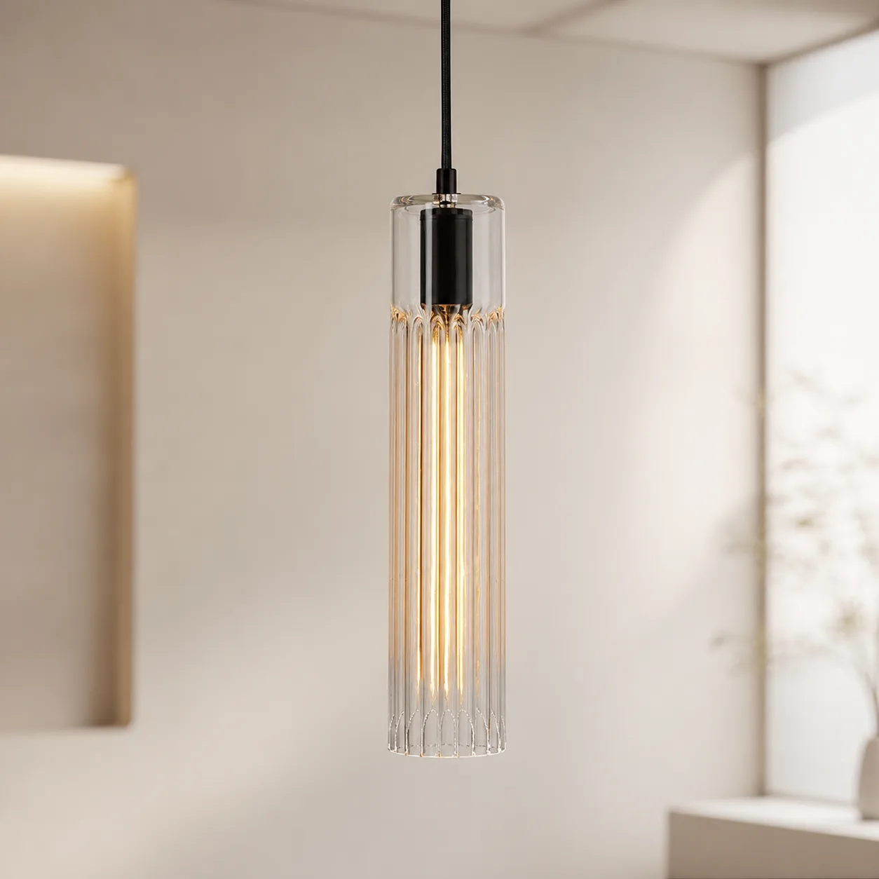 Luminous Ribbed Glass Pendant Light custom pendants
