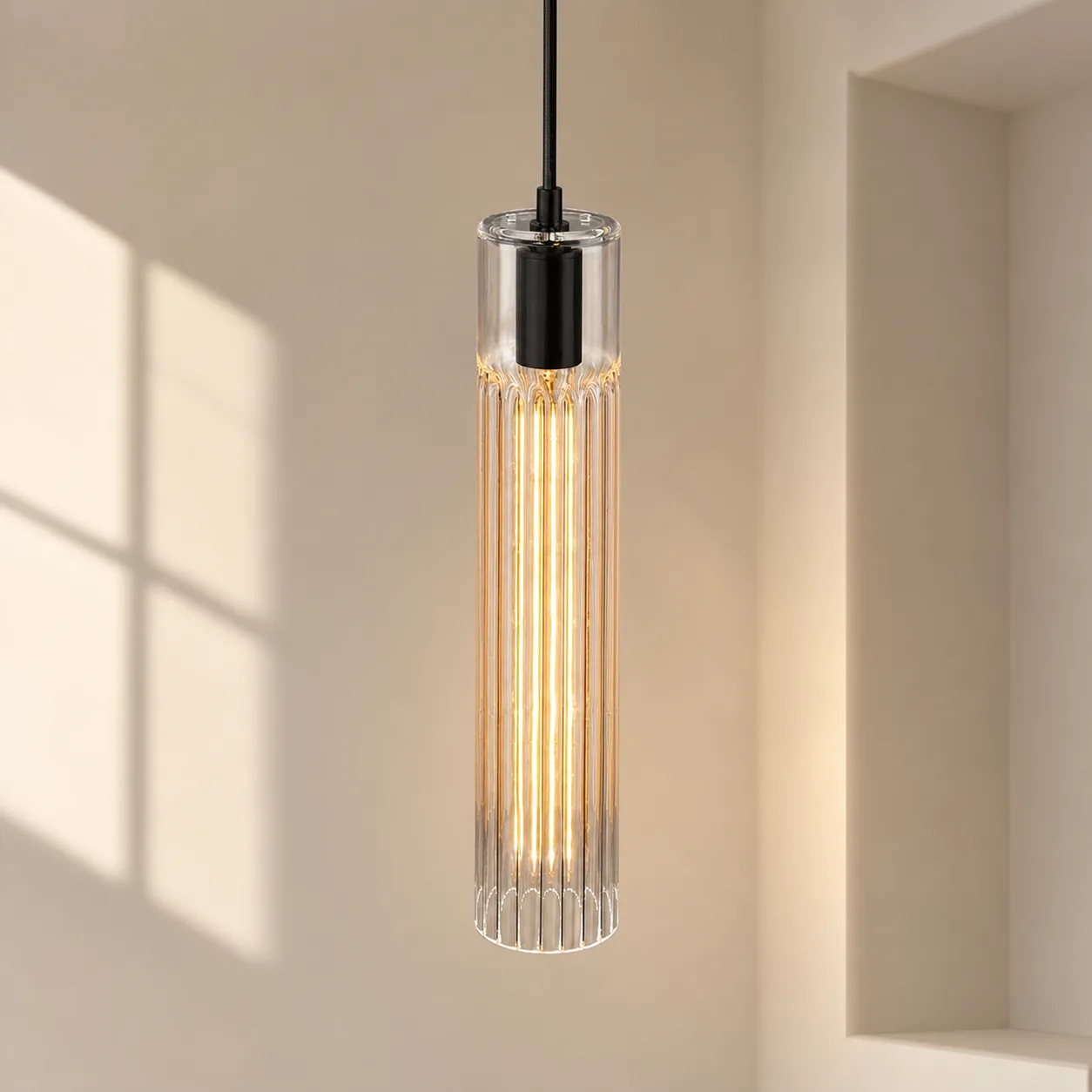 Luminous Ribbed Glass Pendant Light image 6