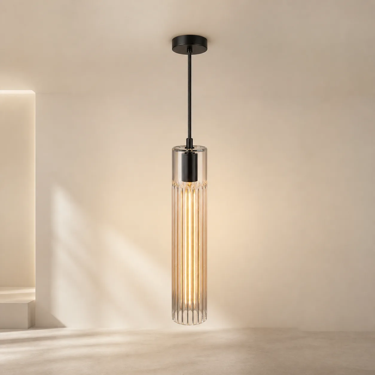 Luminous Ribbed Glass Pendant Light image 4