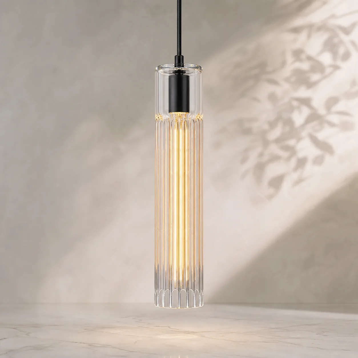 Luminous Ribbed Glass Pendant Light image 3