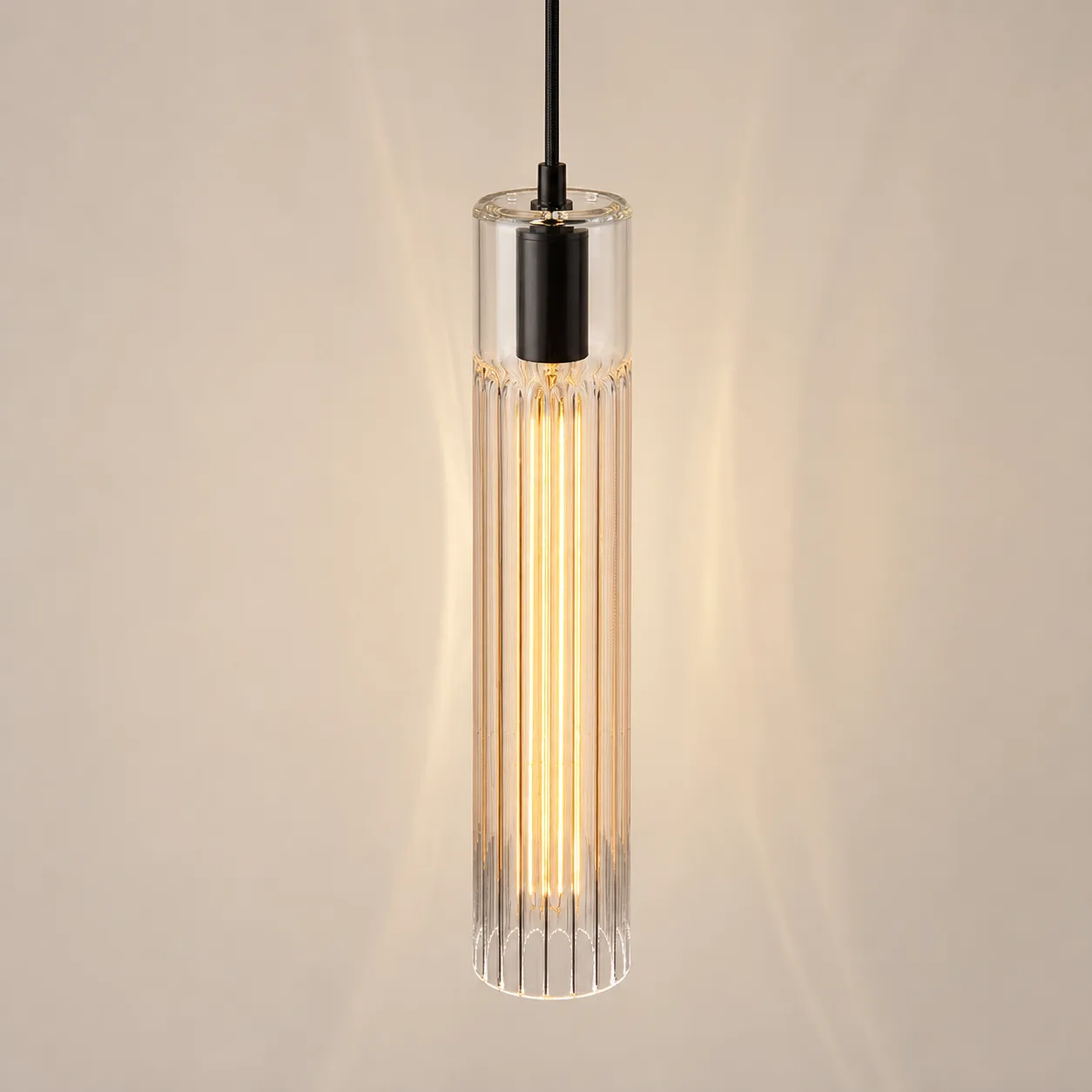 Luminous Ribbed Glass Pendant Light image 2