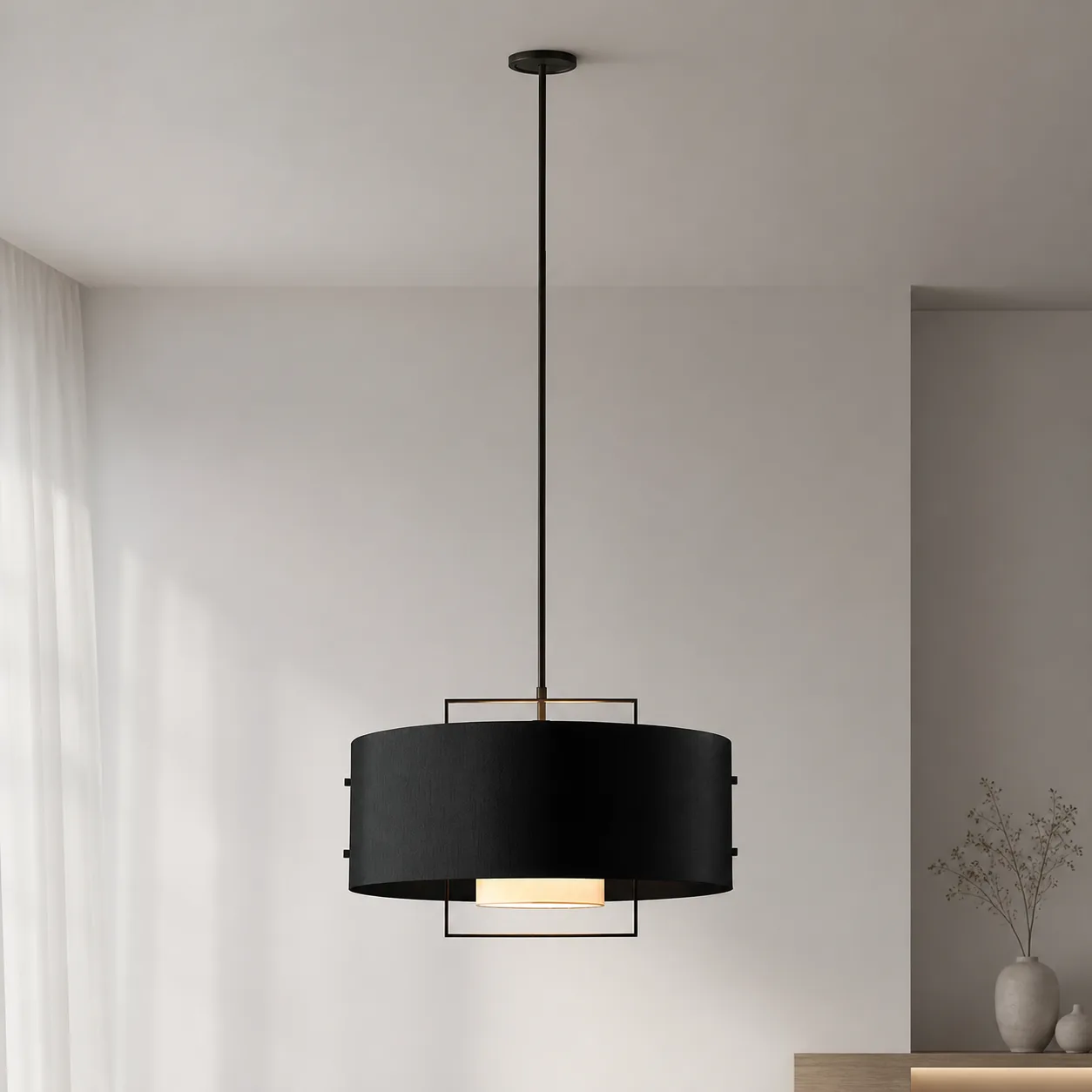 Noir Metal Drum Pendant Light image 2