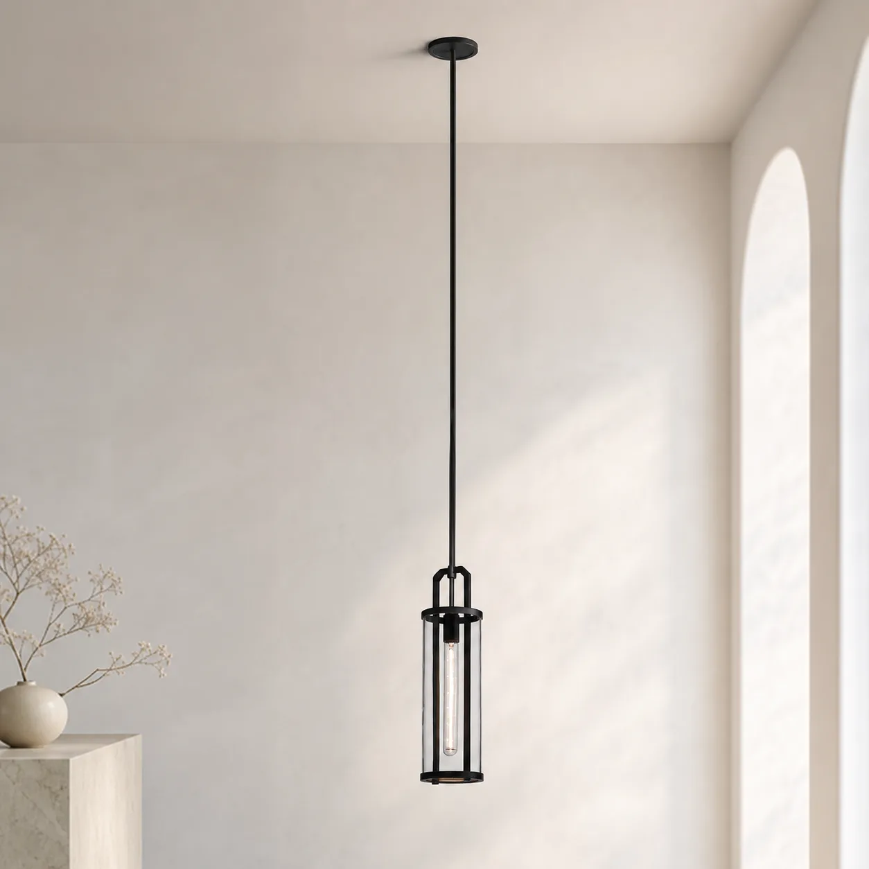 Slim Black Glass Pendant Light image 6