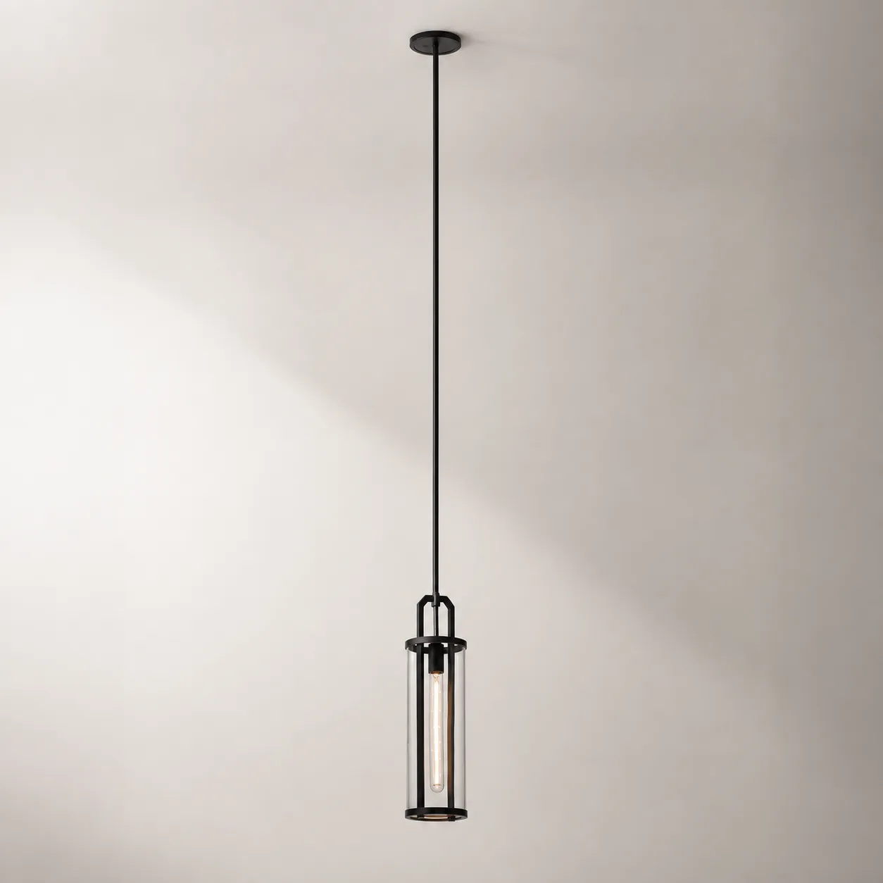 Slim Black Glass Pendant Light image 3