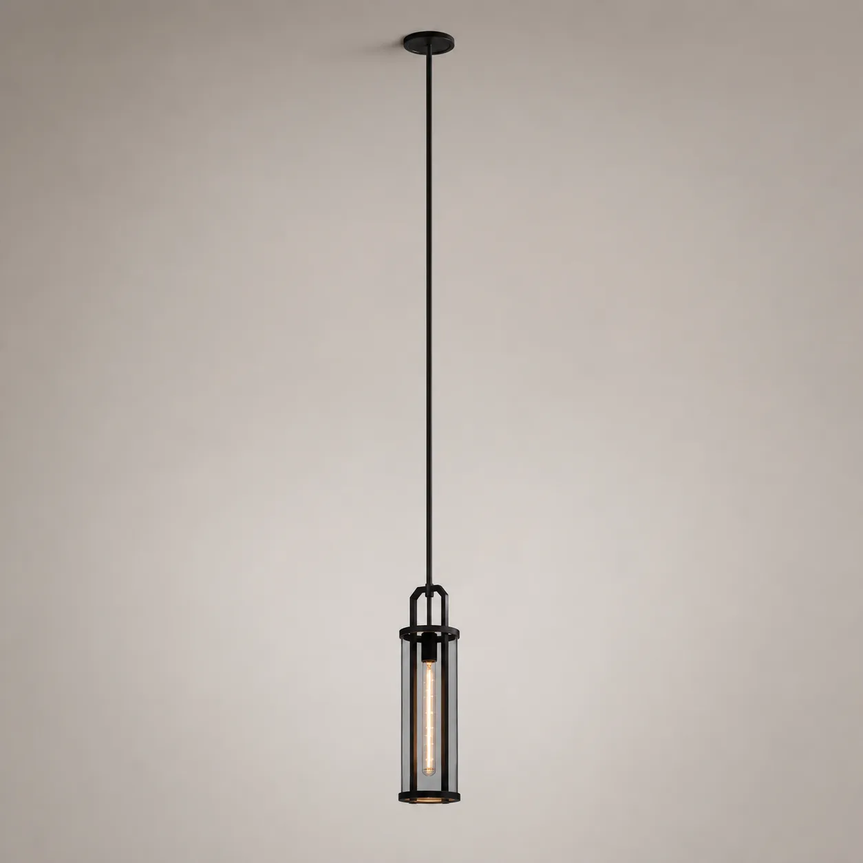 Slim Black Glass Pendant Light image 2