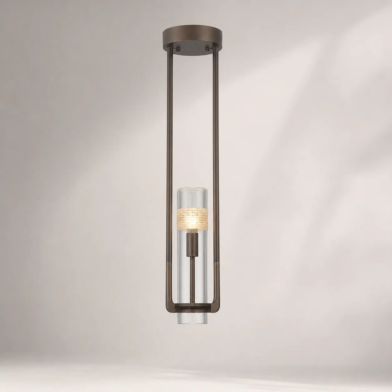 Linear Bronze Glass Pendant Light image 5