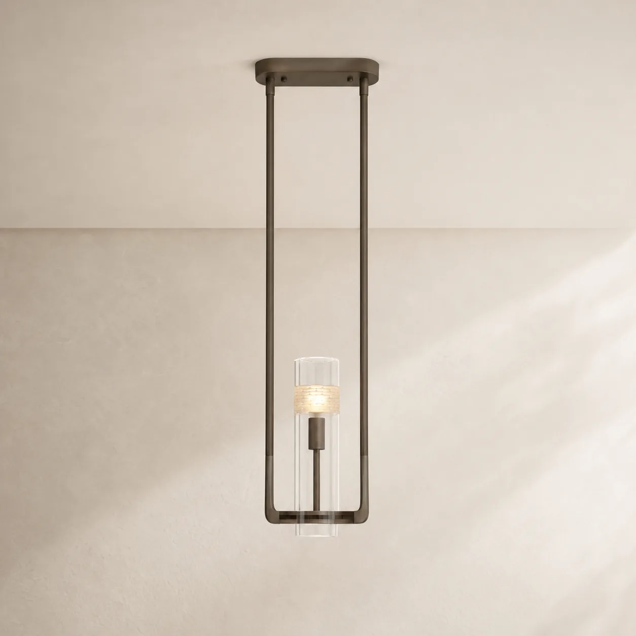 Linear Bronze Glass Pendant Light image 2