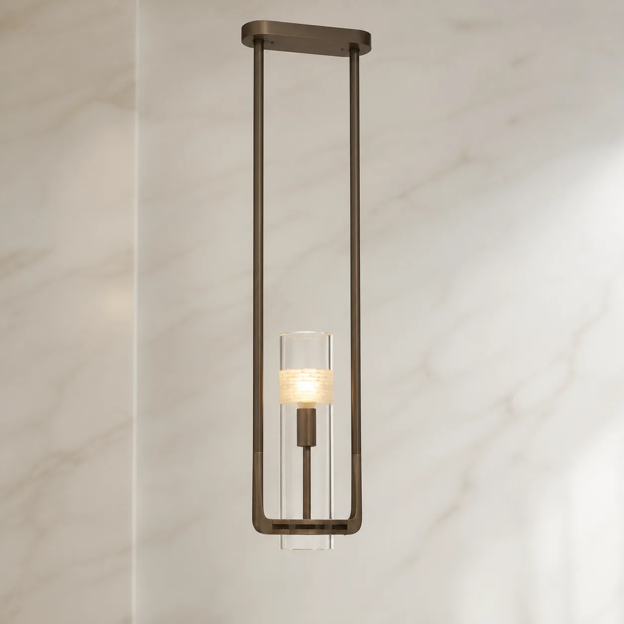 Linear Bronze Glass Pendant Light image 4