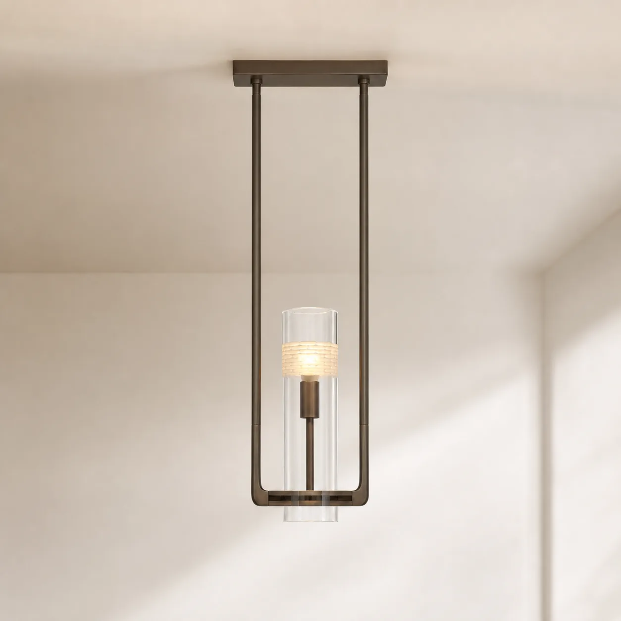 Linear Bronze Glass Pendant Light image 3