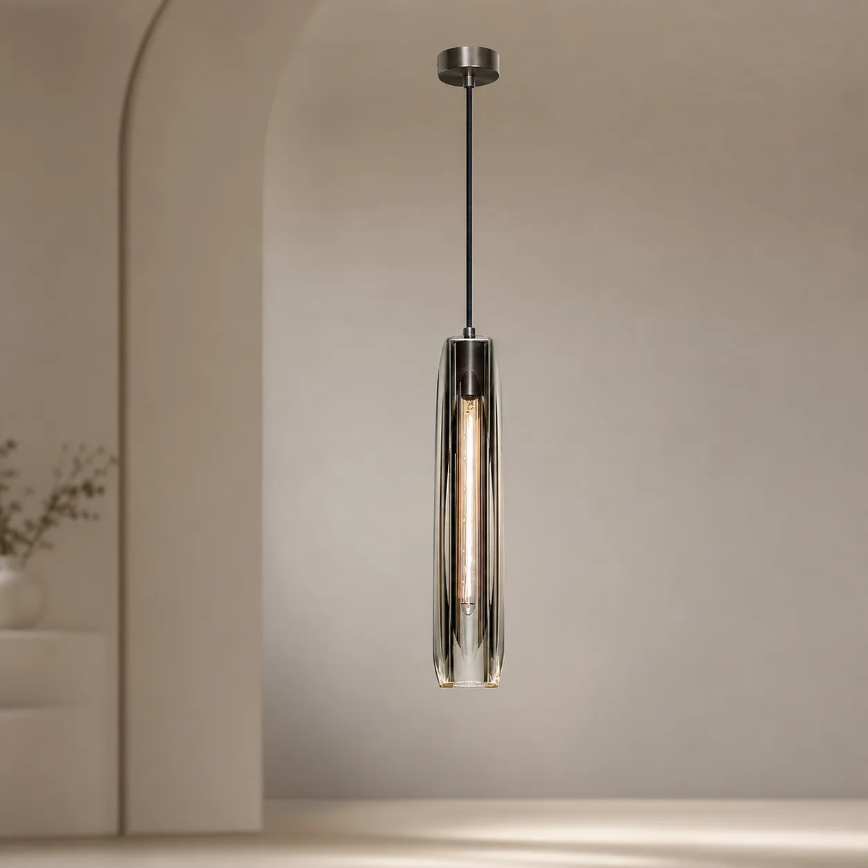 Smoked Glass Cylinder Pendant Light custom pendants