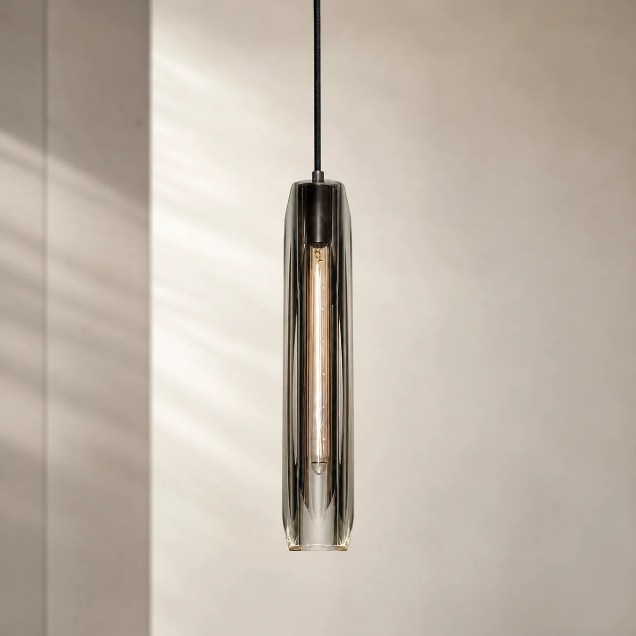 Smoked Glass Cylinder Pendant Light image 3