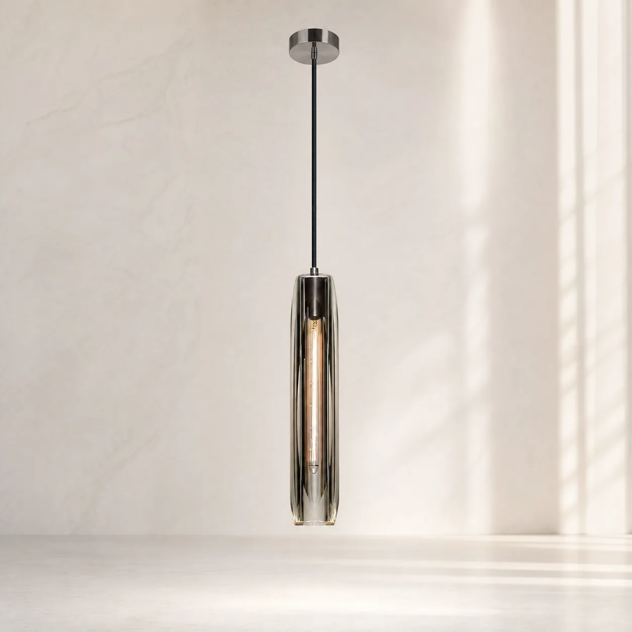 Smoked Glass Cylinder Pendant Light image 4