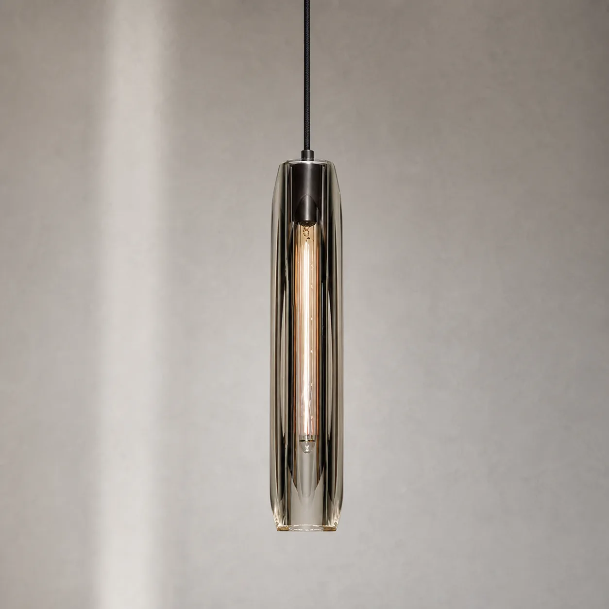 Smoked Glass Cylinder Pendant Light image 2