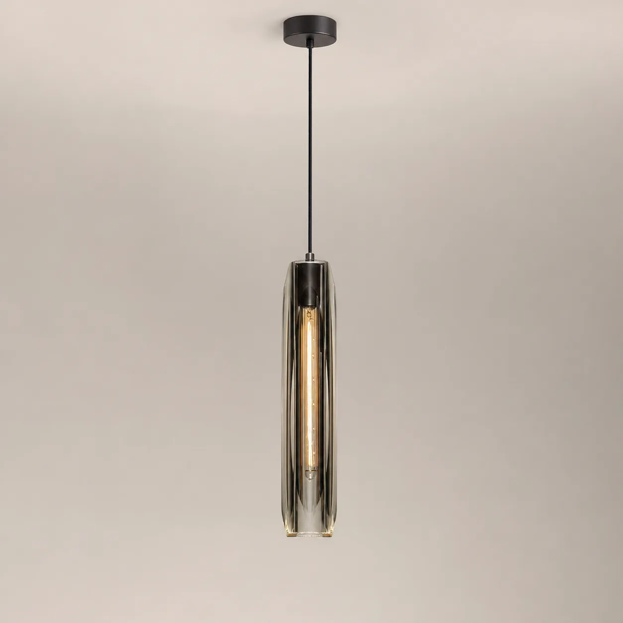 Smoked Glass Cylinder Pendant Light image 6