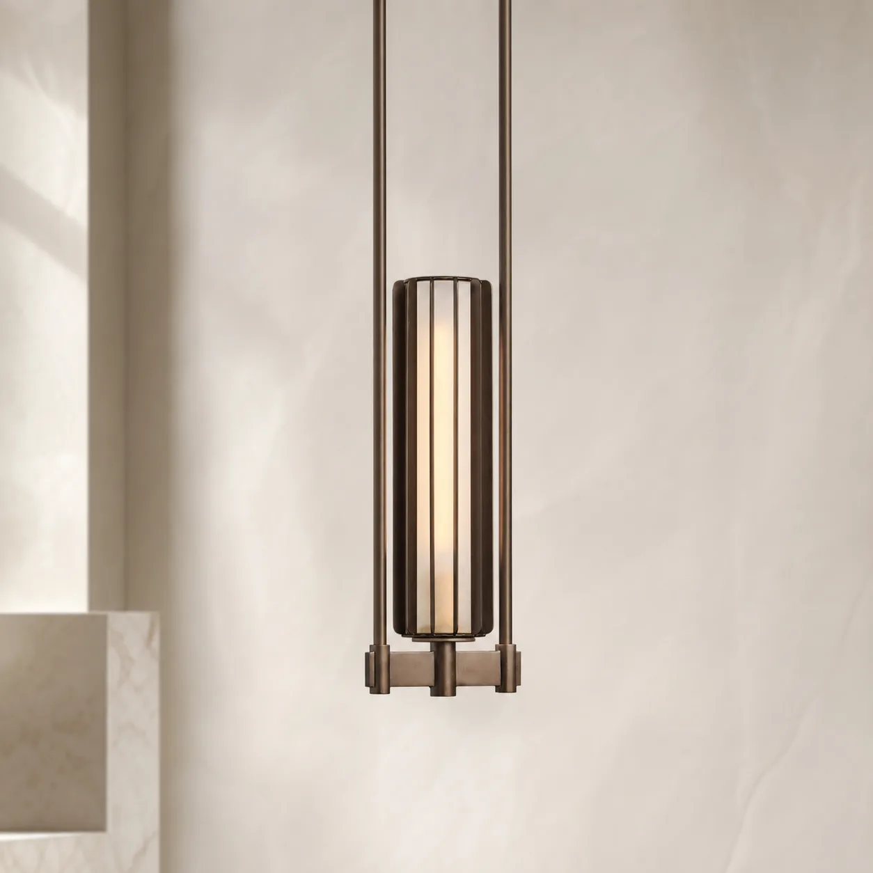 Linear Bronze Glass Pendant Light image 5