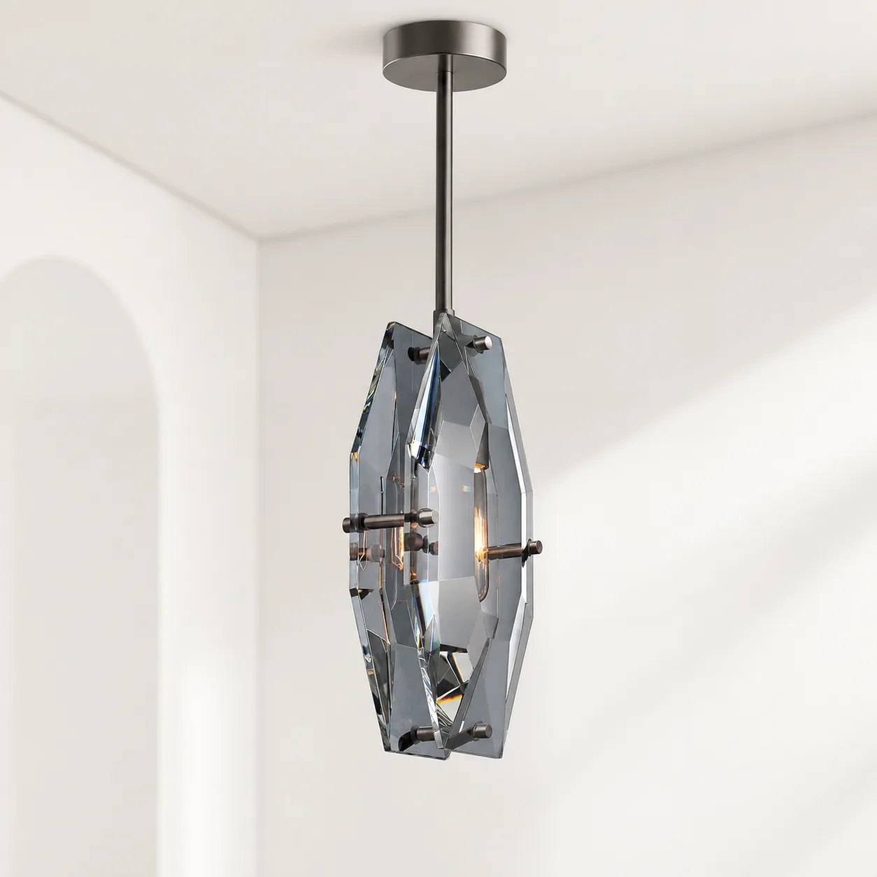 Lustrous Faceted Crystal Pendant Light custom pendants