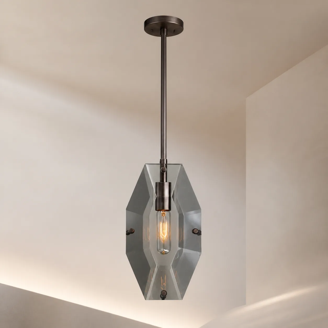 Lustrous Faceted Crystal Pendant Light image 5