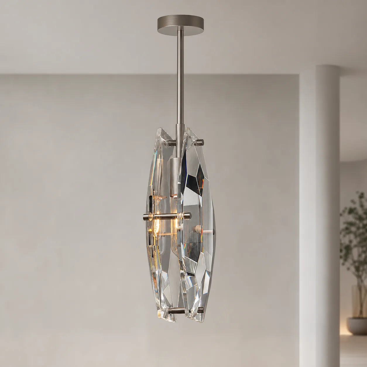 Lustrous Faceted Crystal Pendant Light image 4