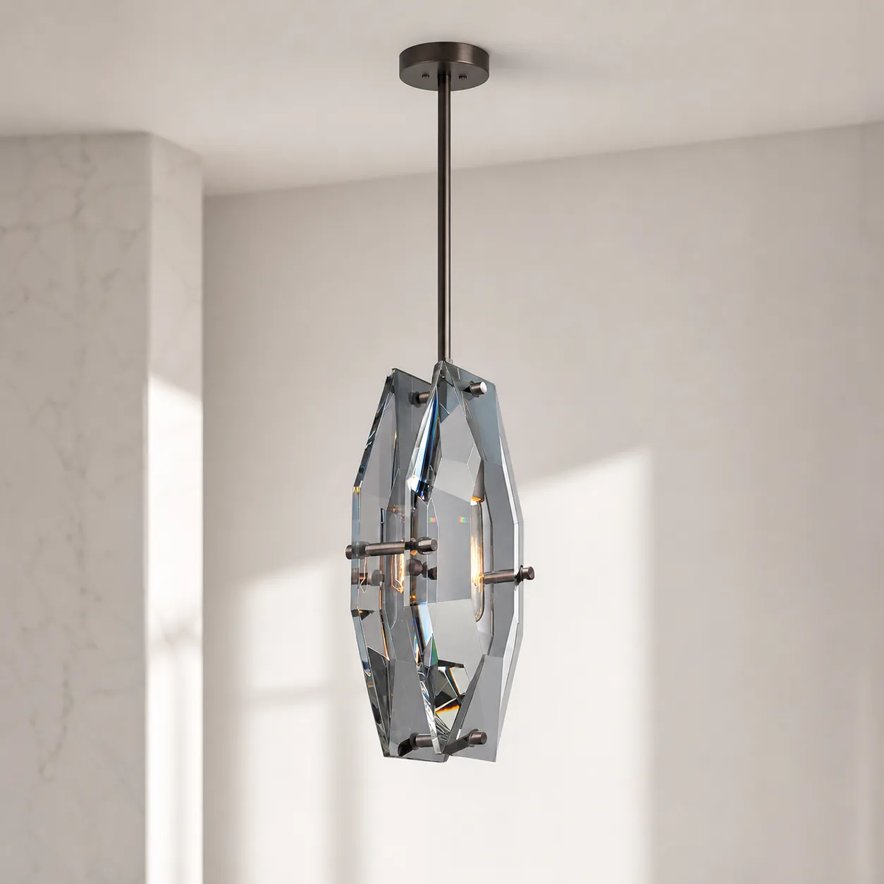 Lustrous Faceted Crystal Pendant Light image 2