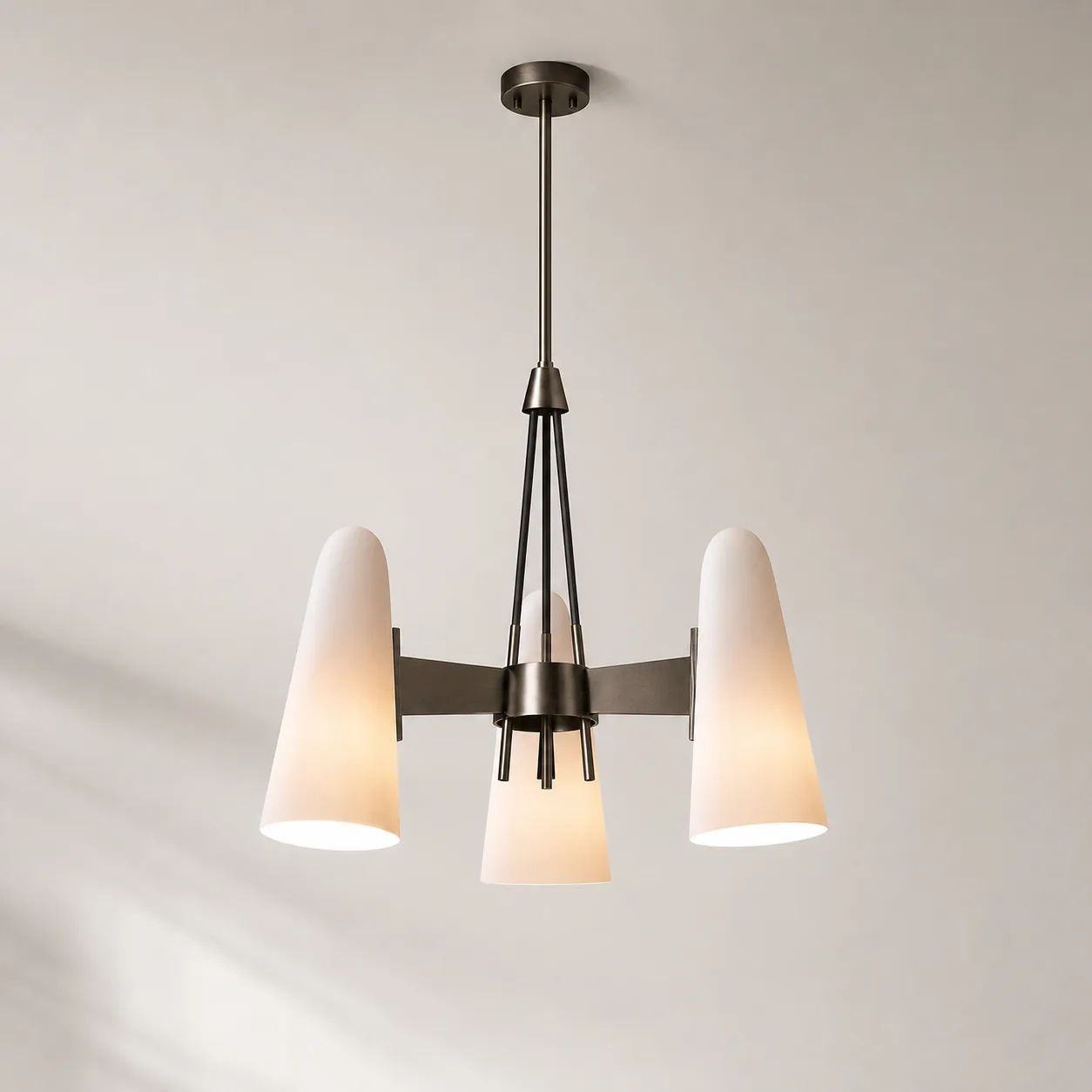 Arc Bronze Opal Glass Chandelier custom chandeliers