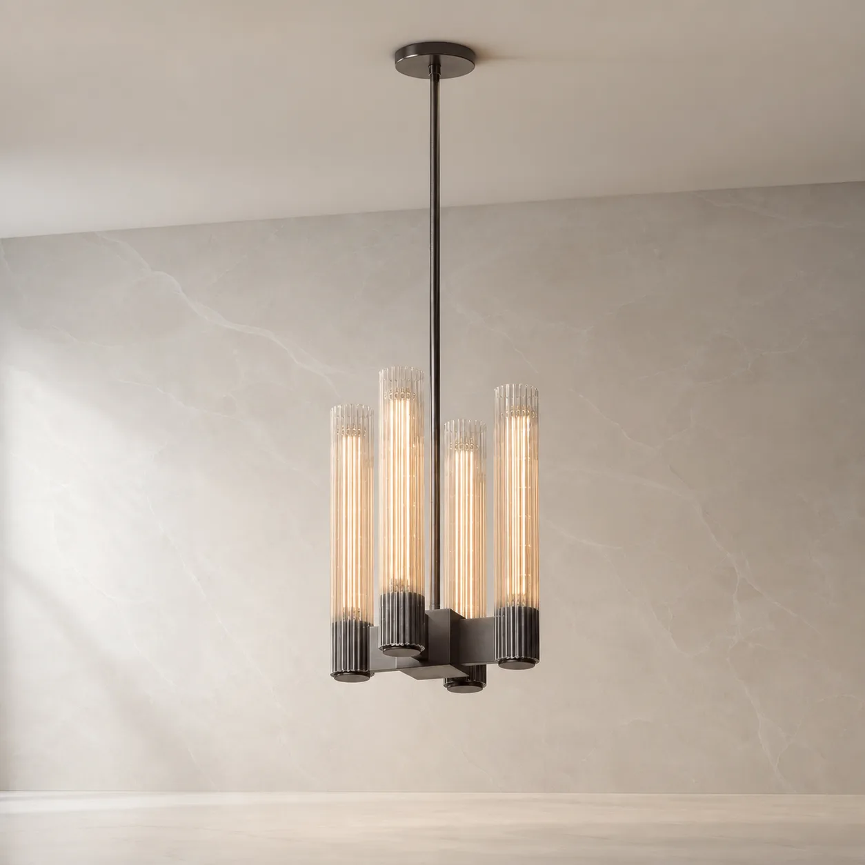Lustrous Fluted Glass Chandelier image 5