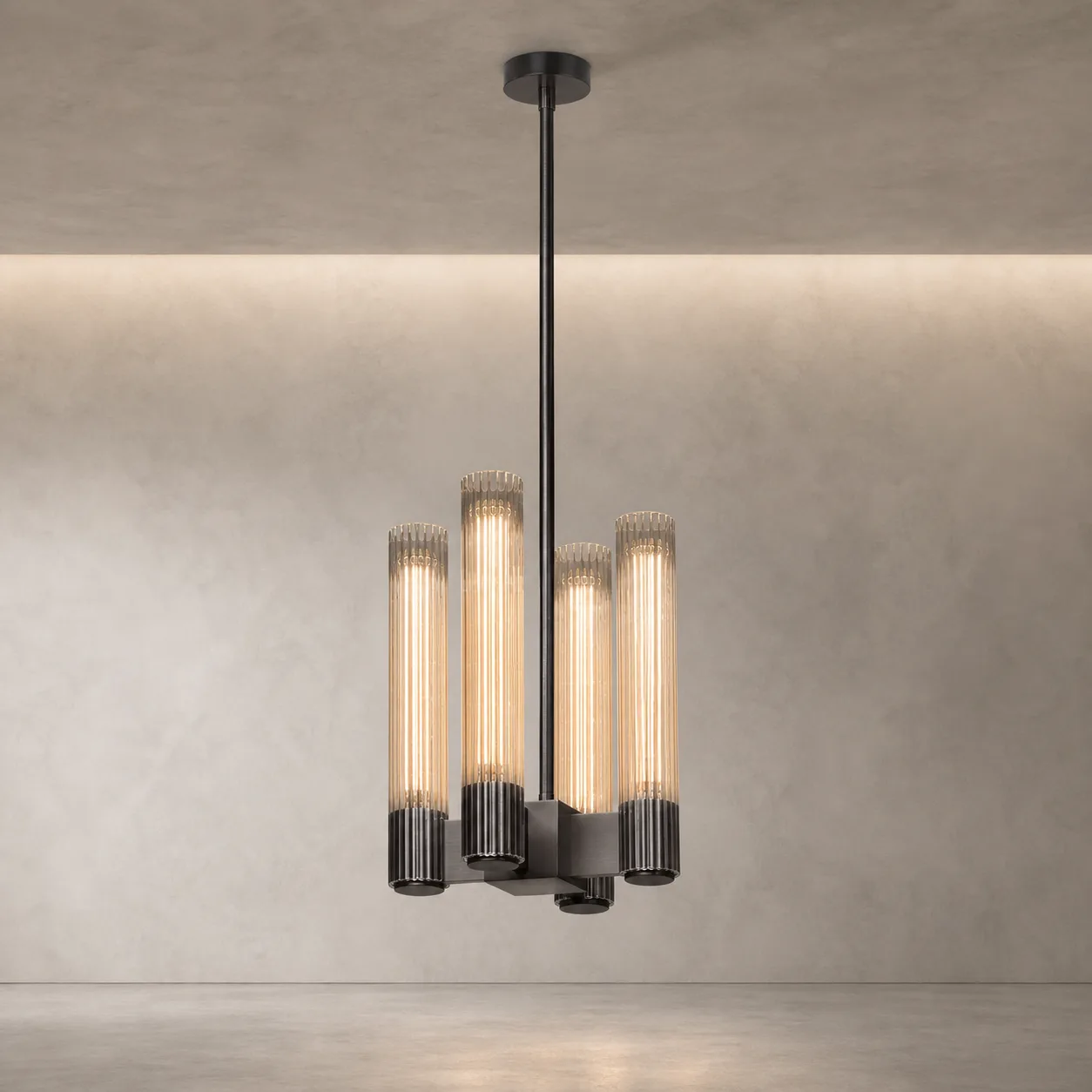 Lustrous Fluted Glass Chandelier image 2