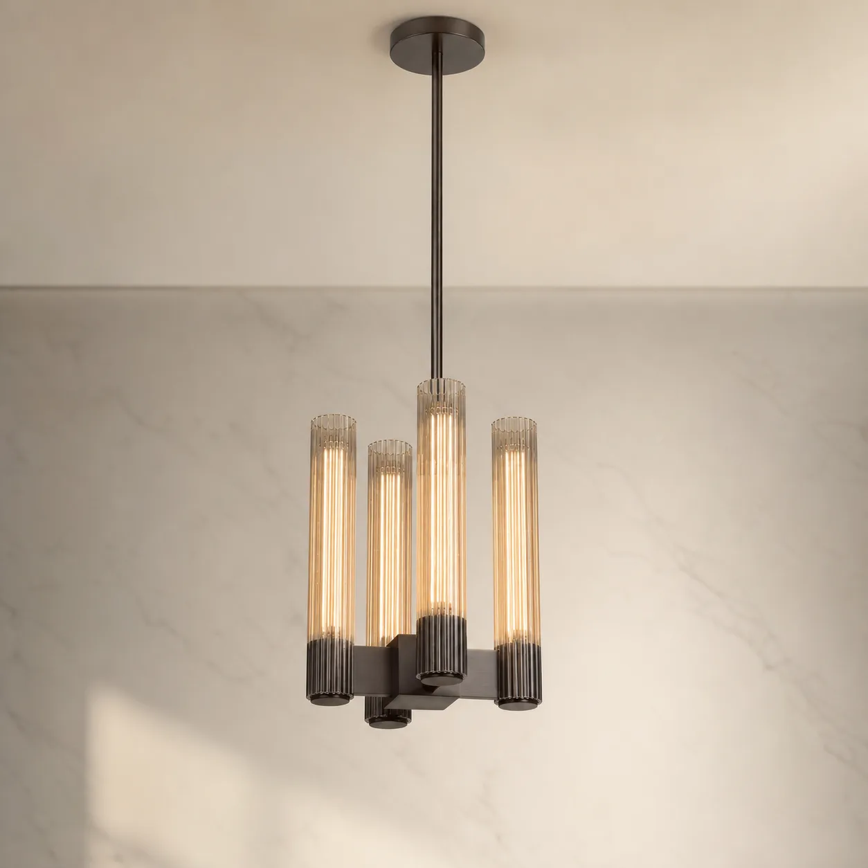 Lustrous Fluted Glass Chandelier image 4