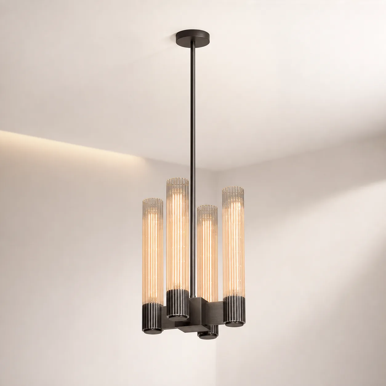 Lustrous Fluted Glass Chandelier custom chandeliers