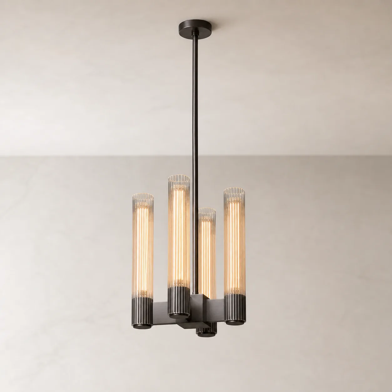 Lustrous Fluted Glass Chandelier image 3