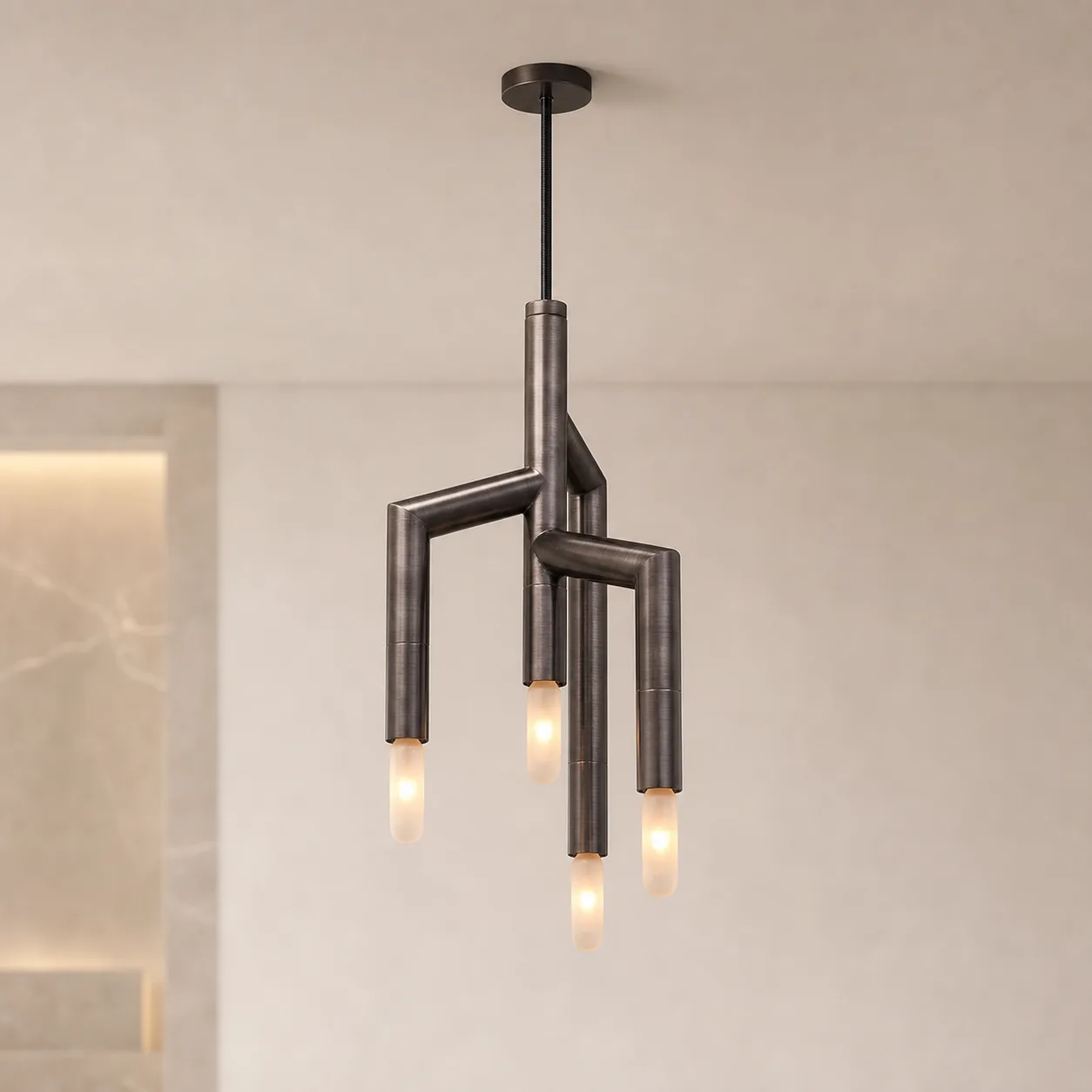 Architectural Bronze Branch Chandelier image 5