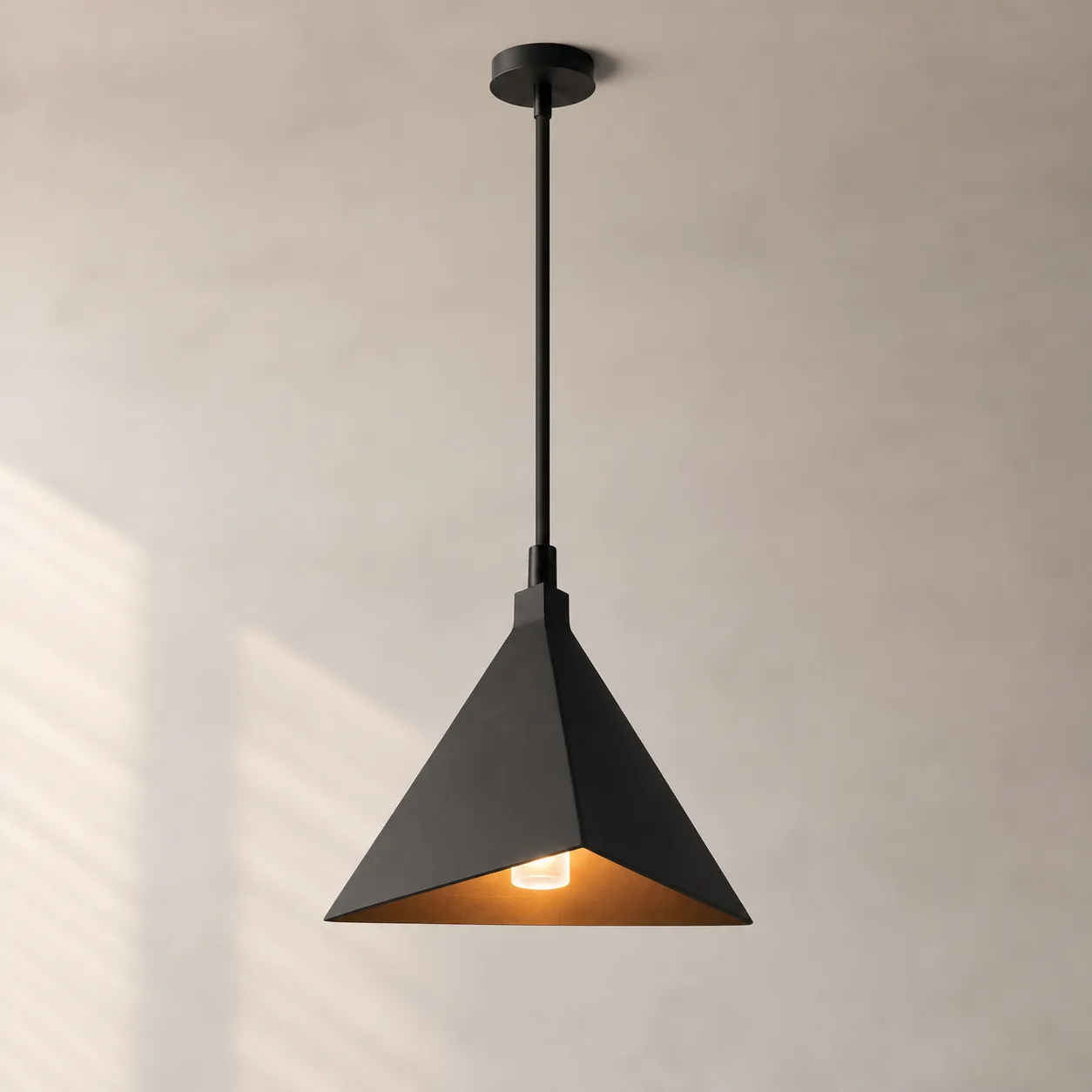Obsidian Triangle Metal Pendant Light image 3