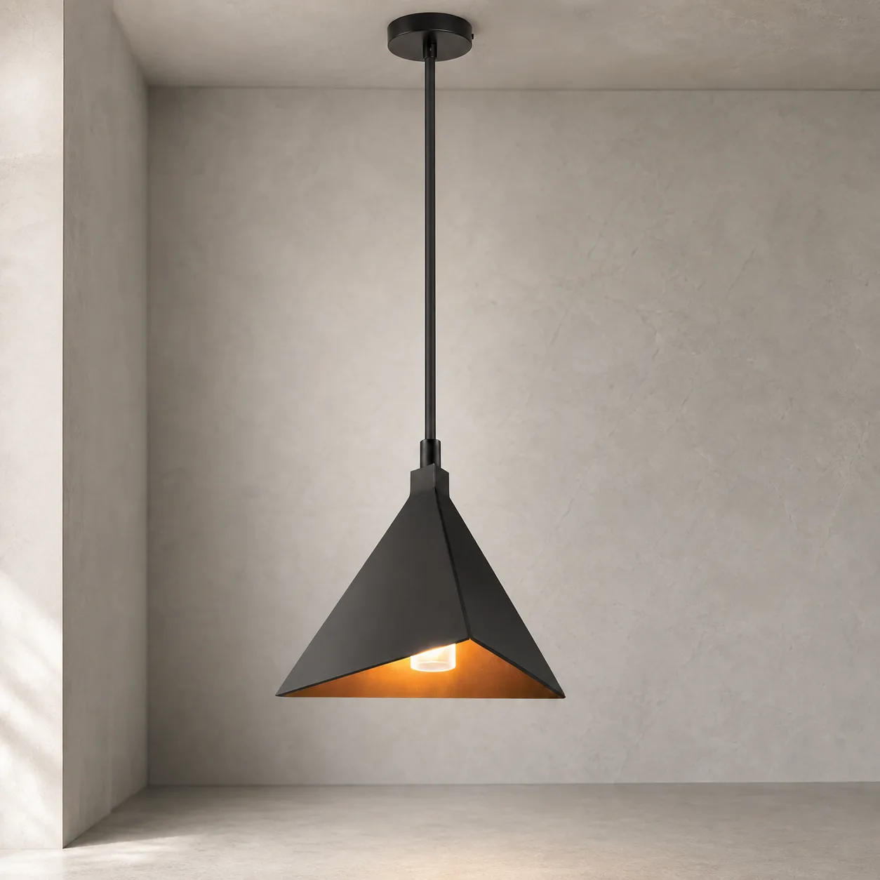 Obsidian Triangle Metal Pendant Light image 2