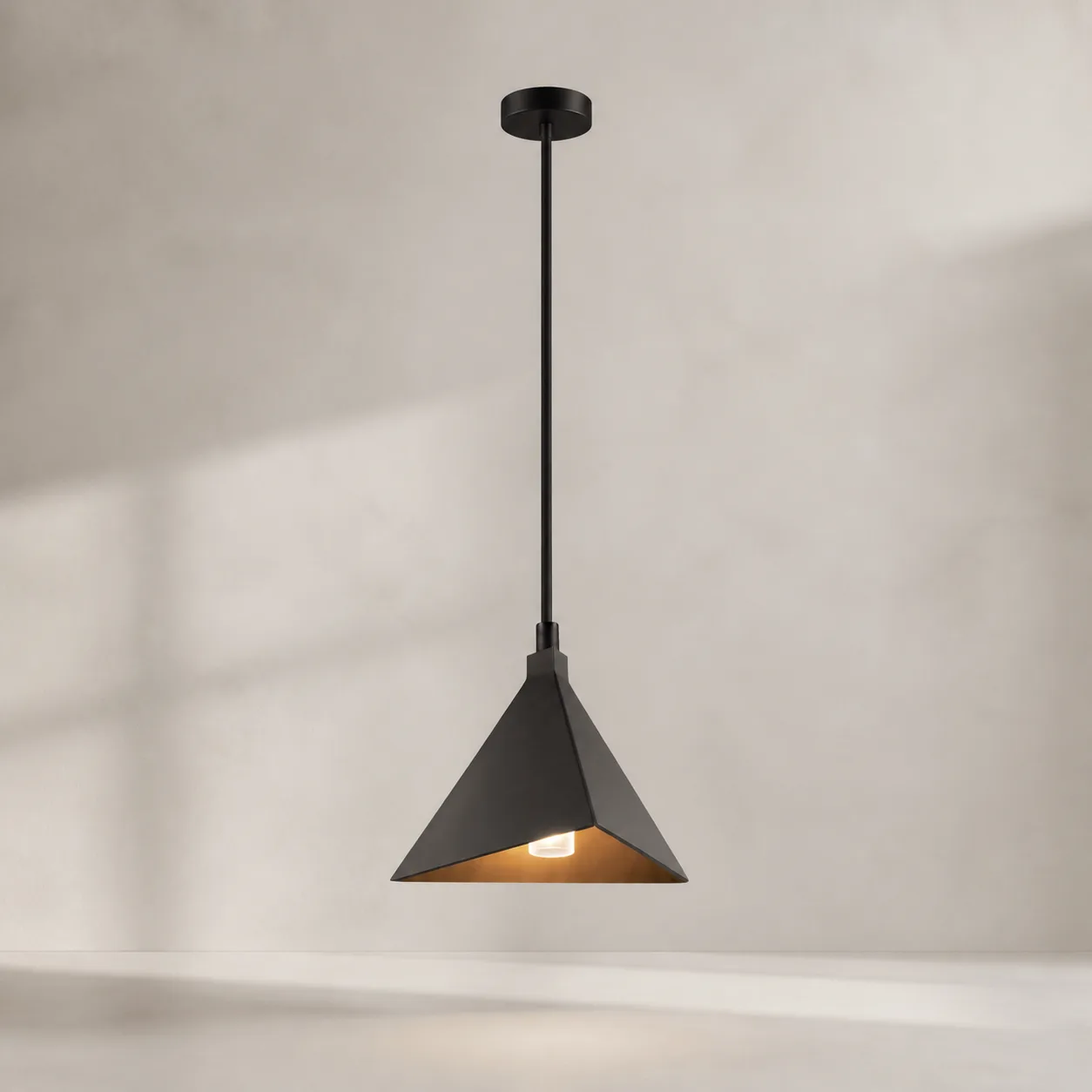 Obsidian Triangle Metal Pendant Light image 4