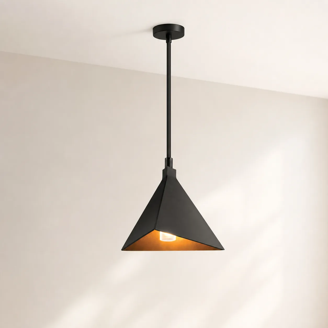 Obsidian Triangle Metal Pendant Light image 5