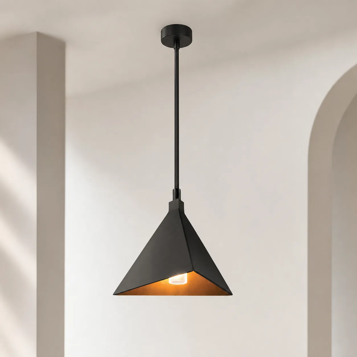 Obsidian Triangle Metal Pendant Light image 6