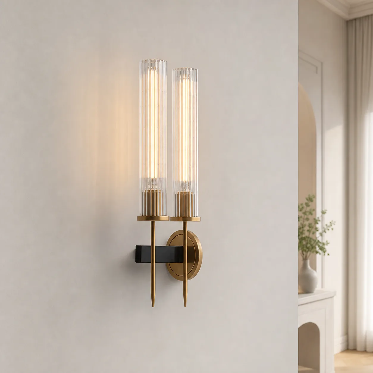 Aureate Ribbed Glass Wall Sconce image 2