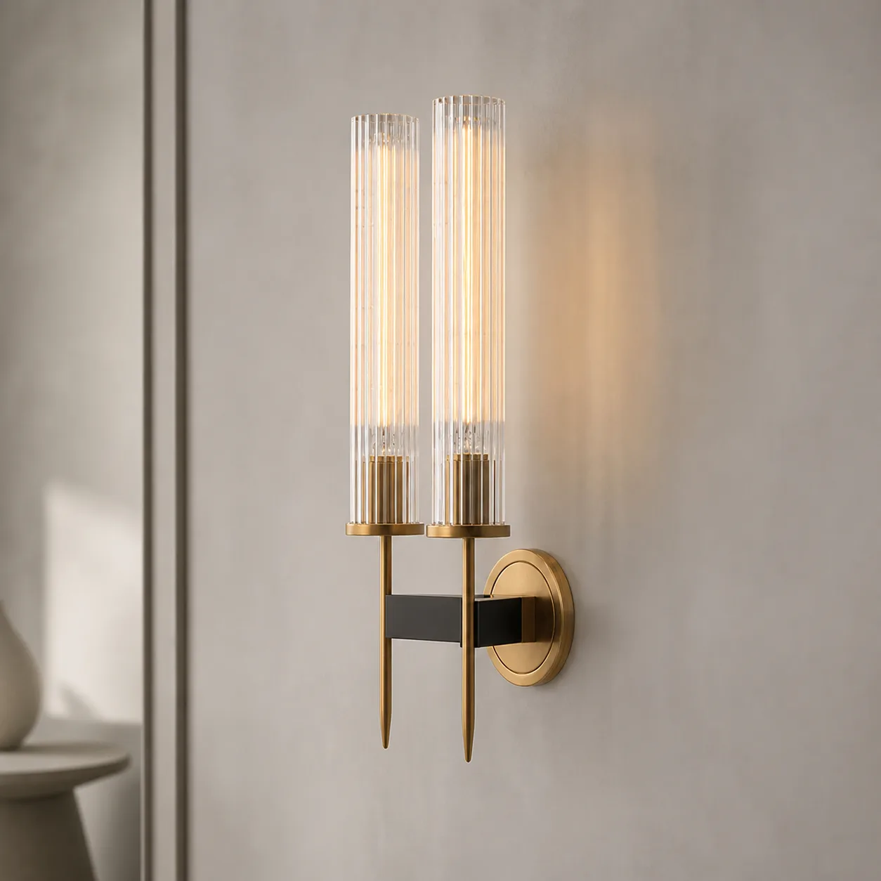 Aureate Ribbed Glass Wall Sconce custom sconces