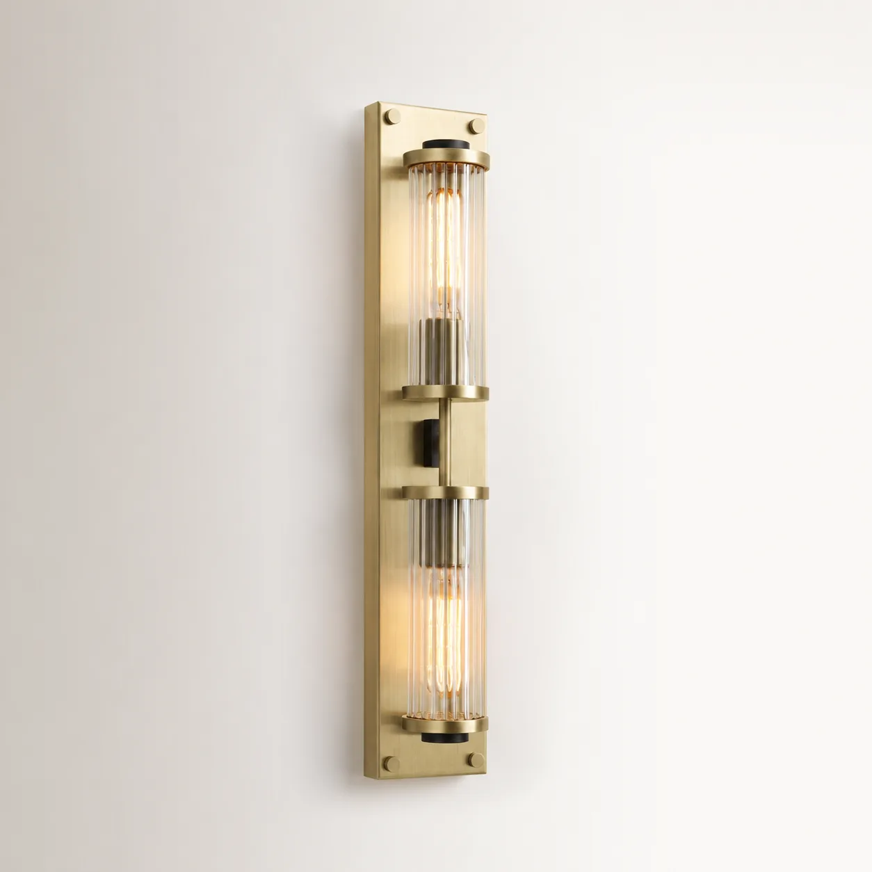 Gilded Ribbed Glass Wall Sconce image 5