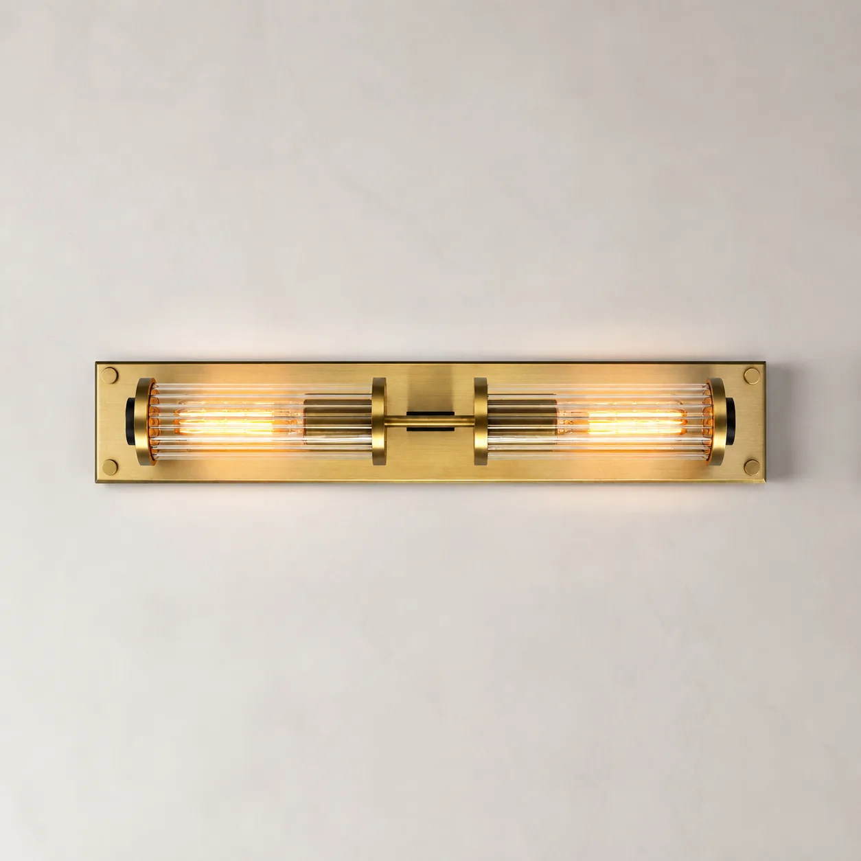 Gilded Ribbed Glass Wall Sconce image 2