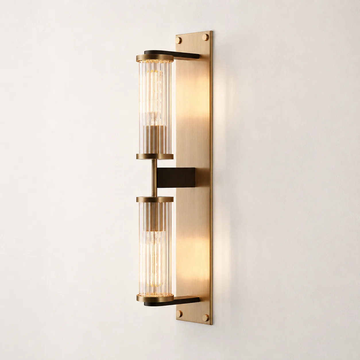 Gilded Ribbed Glass Wall Sconce image 4