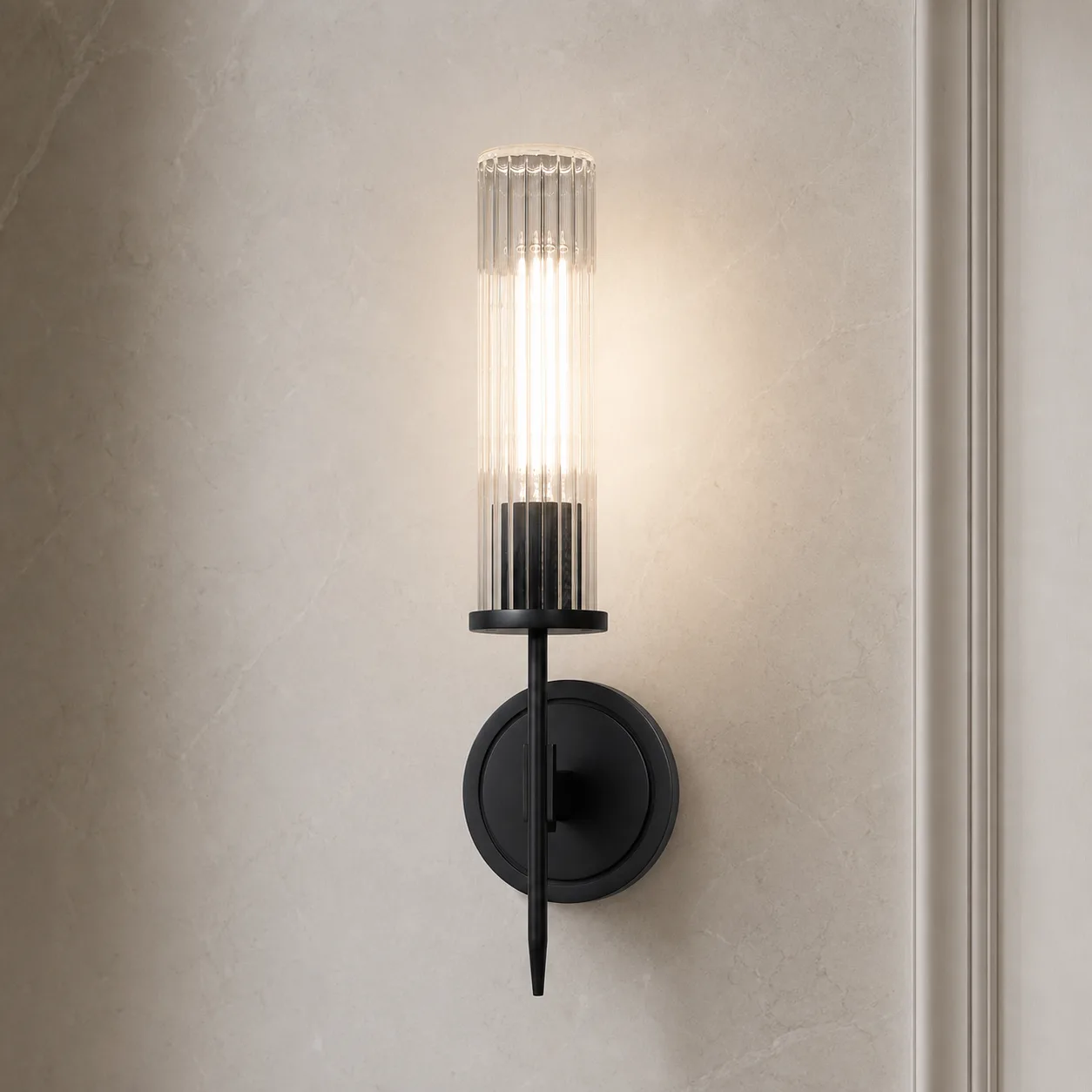 Ribbed Glass Torch Wall Sconce image 5