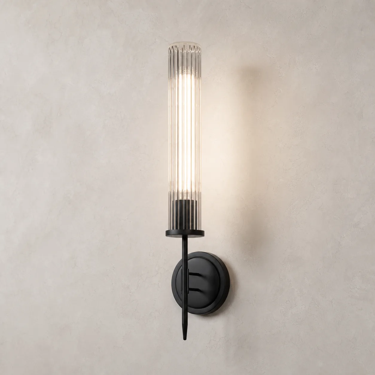 Ribbed Glass Torch Wall Sconce image 2