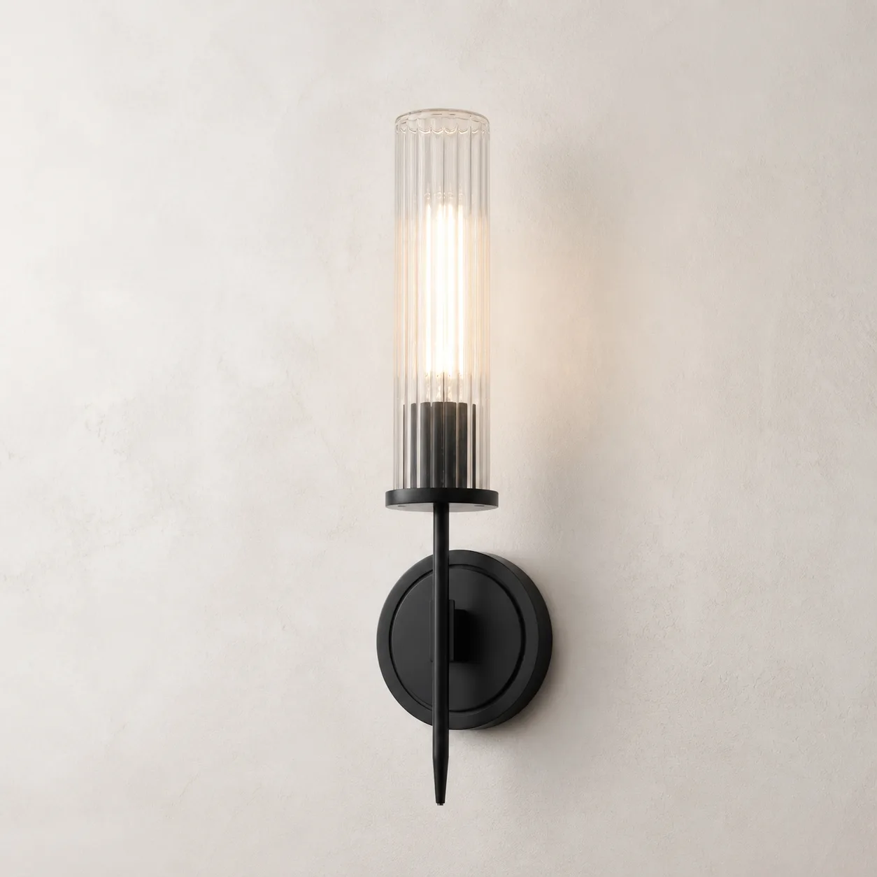Ribbed Glass Torch Wall Sconce image 6